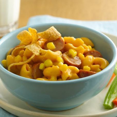 Hot Dog and Veggie Cheeseburger Skillet