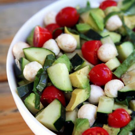 Cucumber Avocado Caprese Salad