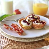 Mini Dutch Pancakes with Cherries & Almond Ricotta Mousse