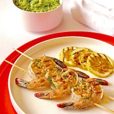 Shrimp Kabobs with Tomatillo-Avocado Salsa