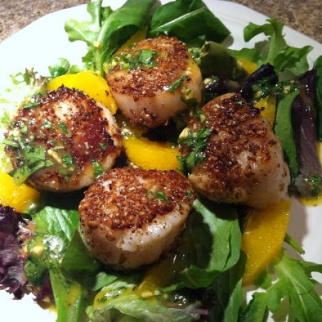 Coriander Scallops with Orange-Ginger Dressing