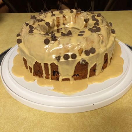 Peanut Butter Chocolate Chip Cake with Peanut Butter Glaze Icing