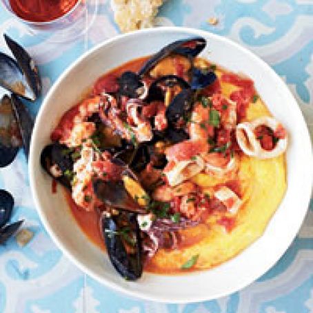 Shellfish-Tomato Stew on Soft-Cooked Polenta