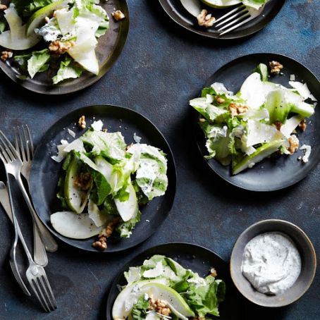Winter Escarole, Pear & Walnut Salad with Creamy Sumac Dressing