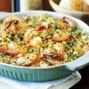 Greek Rice and Shrimp Bake with Feta Crumb Topping
