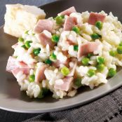 Light Risotto with Oil, Ham and Peas