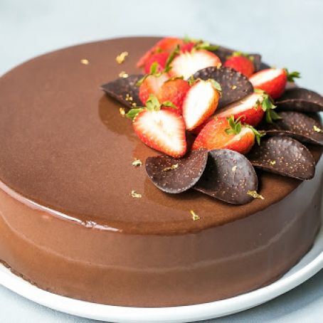 Chocolate Mirror Glaze, Mousse Cake