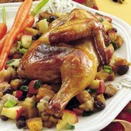 Cornish Hens with Apple-Raisin Stuffing