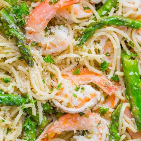 Shrimp Scampi Pasta with Asparagus
