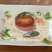 Bacon Wrapped Scallops with Fried Sage and Brie Cream Sauce
