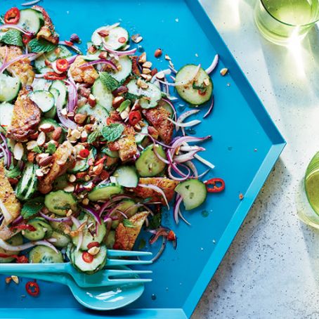 Grilled Chicken Thigh and Cucumber Salad