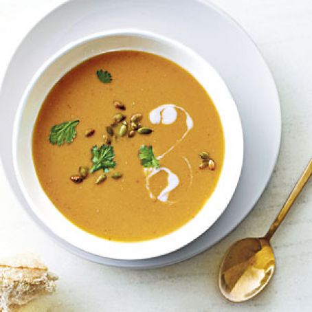 White Bean and Pumpkin Bisque with Sage Pesto