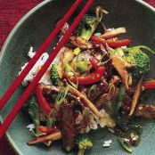 Beef with Broccoli, Bell Pepper and Mushrooms