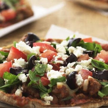 Healthified Mediterranean Beef Pita Pizzas