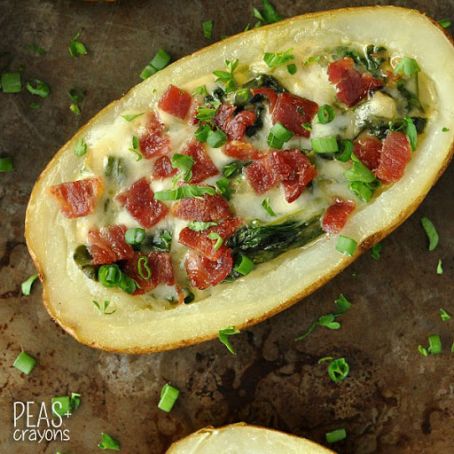 Spinach and Artichoke Loaded Potato Skins