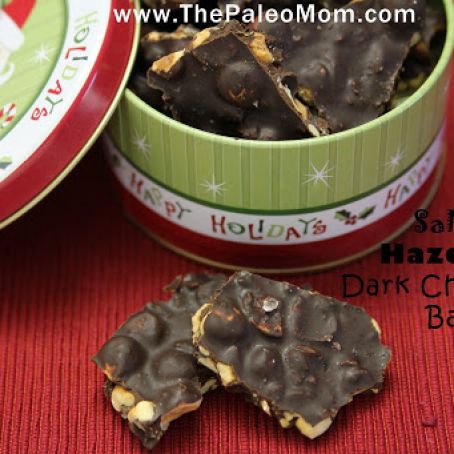 candy - salted hazelnut dark chocolate bark