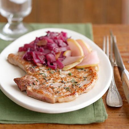 Pork Chops with Red Cabbage and Pears