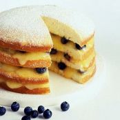 Lemon Layer Cake with Curd and Blueberries