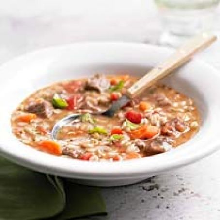 Basil, Beef, and Barley Soup