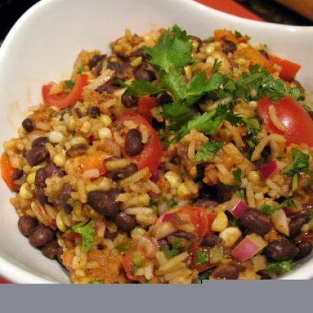 Black Beans over brown rice