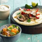 Mojo Pork Fajitas with Orange-Avocado Salsa