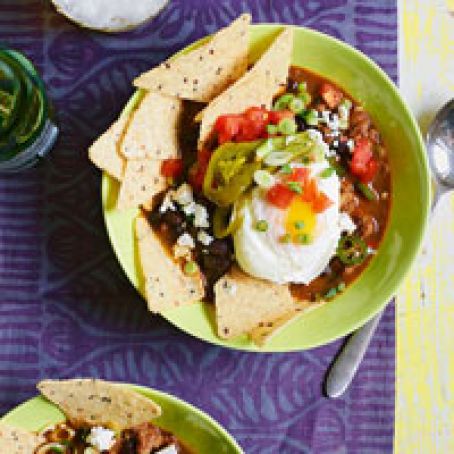 Chorizo and Black Bean Soup with Eggs