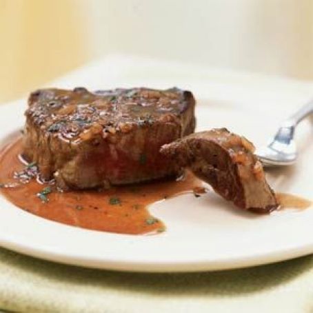 Beef Tenderloin Steaks with Red Wine Tarragon Sauce