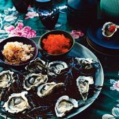 KUMAMOTO OYSTERS WITH PONZU GRANITA AND TOBIKO