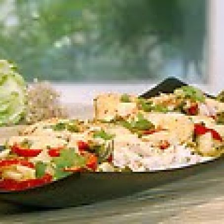 Sesame Red Curry Chicken with Bok Choy and Sweet Coconut Rice