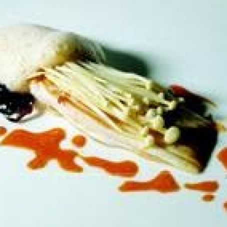 Skate with Enokis and Trout Roe Sauce