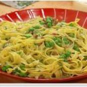 Egg Tagliatelle Carbonara w/Peas & Spring Onions