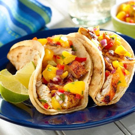 Grilled Fish Tacos with Peach Salsa