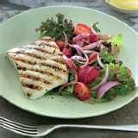Grilled Halibut with Strawberry Salad