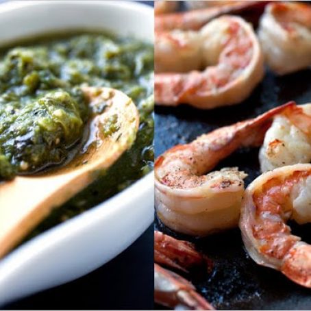 SHRIMP in TOMATILLO & HERB SAUCE