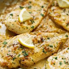 One Skillet Chicken with Lemon Garlic Cream Sauce