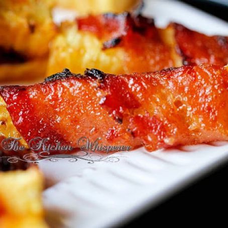 Grilled Sriracha Candied Bacon Wrapped Pineapple