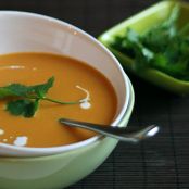 Squash Soup,   Creamy Butternut  with Ginger, Coconut Milk & Red-Lentils