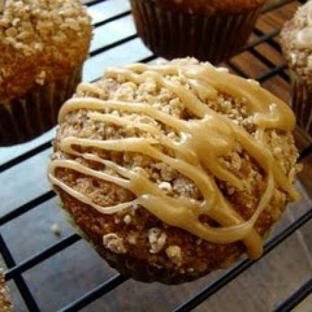 Banana Streusel Muffins with Caramel Glaze