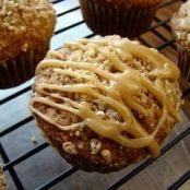 Banana Streusel Muffins with Caramel Glaze