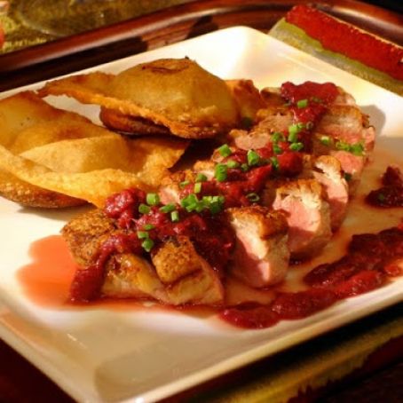 Seared Duck Breast with Yam Ravioli