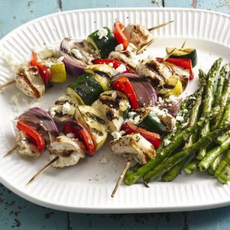 Grilled Mediterranean Chicken Vegetable Kabobs