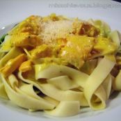 Salmon and Zucchini Fettuccine in Saffron Cream Sauce