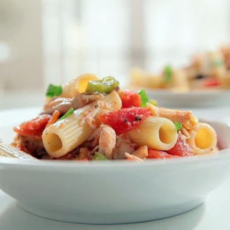 CHICKEN-RATATOUILLE PASTA  {sandra lee}
