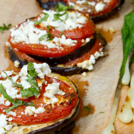 Grilled Eggplant Bruschetta with Tomato and Feta