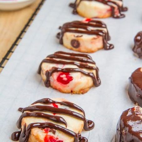 Chocolate and Maraschino Cherry Shortbread Cookies