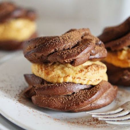 Pumpkin Chocolate Cream Puffs
