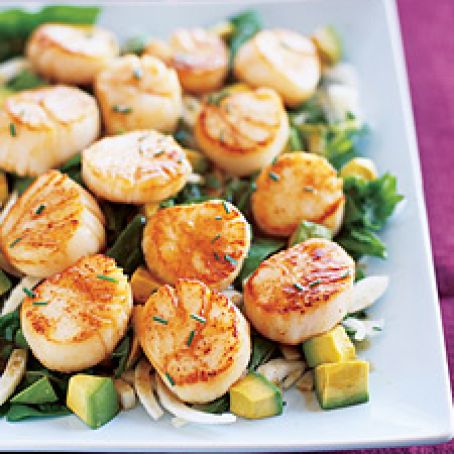 Seared Sea Scallops with Pomegranate-Dressed Salad