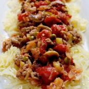 Spaghetti Squash with Ground Turkey and Tomato Sauce