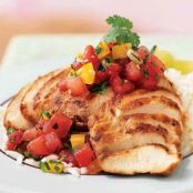 Sesame-Chile Chicken with Gingered Watermelon Salsa