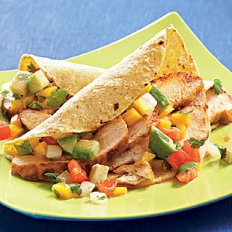 Chicken Tacos with Mango Avocado Salsa